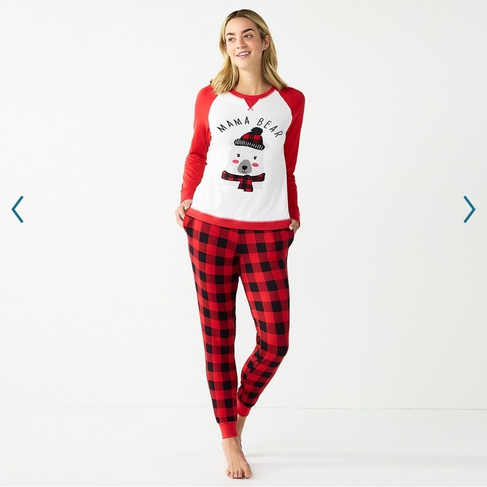 Cuddl Duds Womens Jammies Red "Mama Bear" Large Tall
